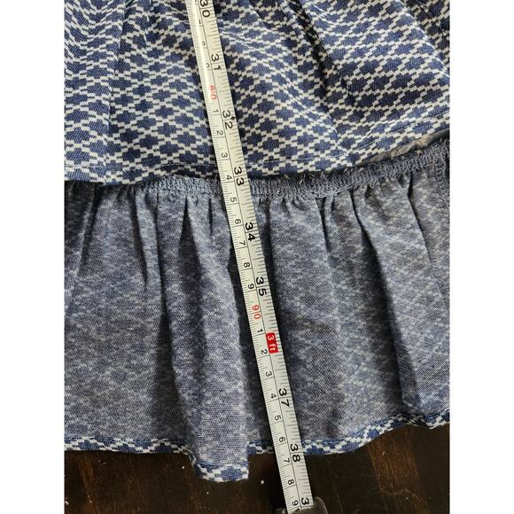 Boutique Designer Kori America Small Blue Rose Floral Tank Dress Ruffle Denim - Picture 8 of 10